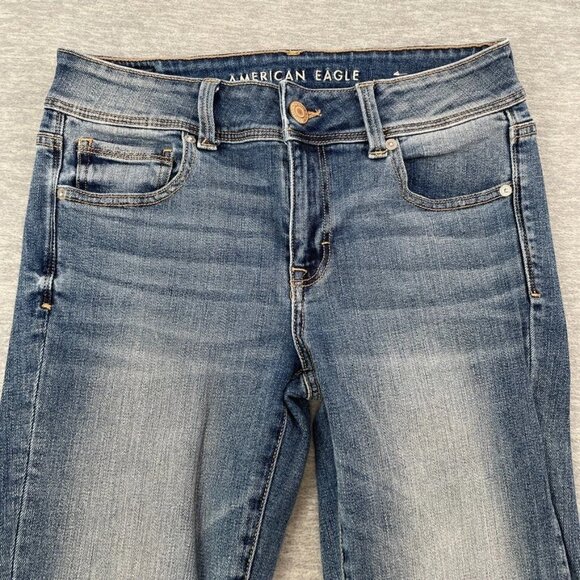 American Eagle Women's Short Kick Boots, Super Stretch Blue Denim - Picture 2 of 11